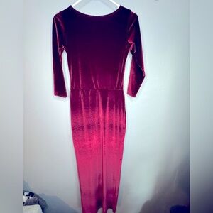 Wine colored velvet maxi with a slit *new with tags*